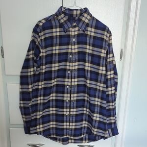 Blue and Cream Plaid Men's Shirt